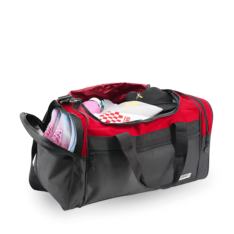 J World Copper Sport Duffel Bags in Red/Black 21" — interior view # color_Red/Black