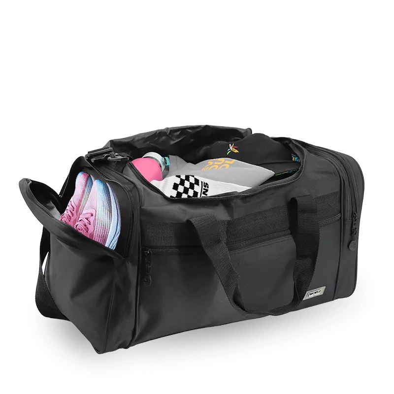 J World Copper Sport Duffel Bags in Black 24" — interior view # color_Black