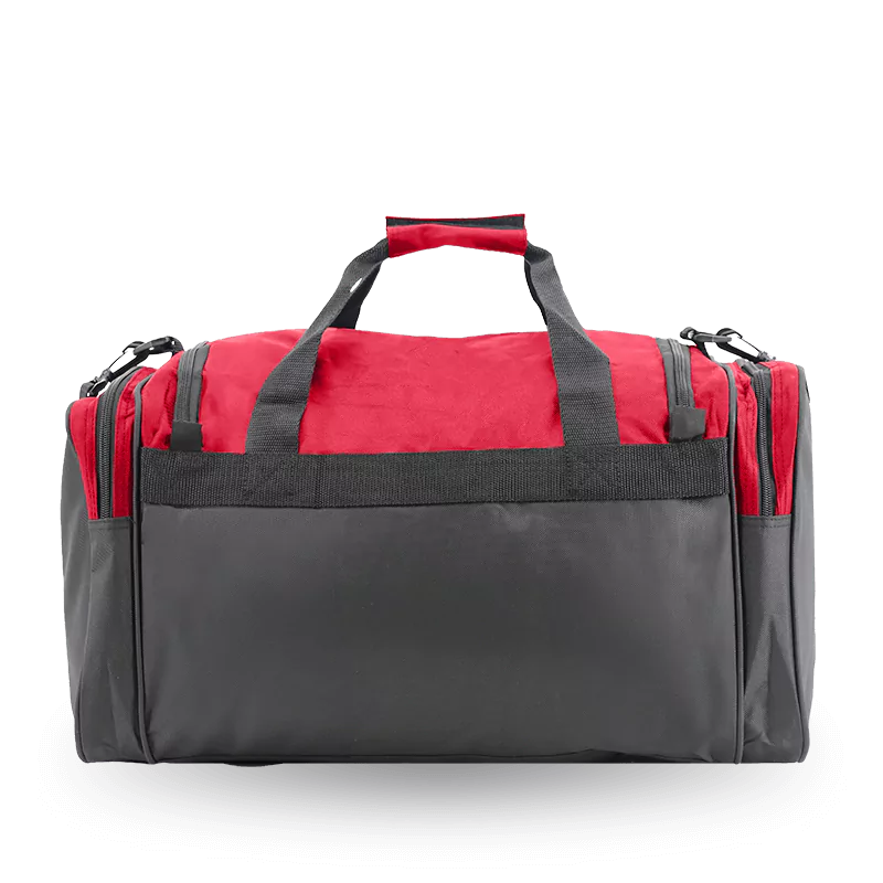 J World Copper Sport Duffel Bags in Red/Black 24" — back view # color_Red/Black