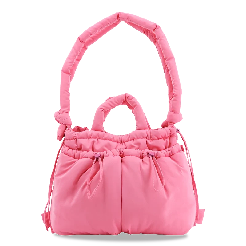 J World Puffy Tote in Pink — front view # color_Pink