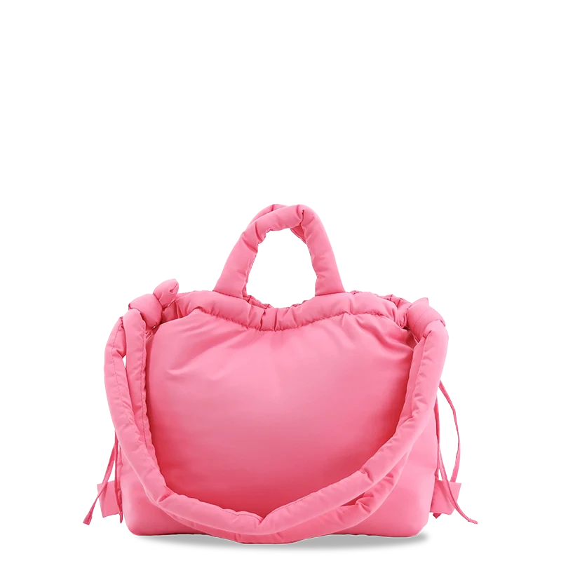 J World Puffy Tote in Pink — back view # color_Pink