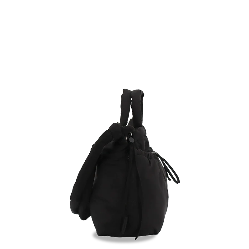 J World Puffy Tote in Black — angle view 3 # color_Black