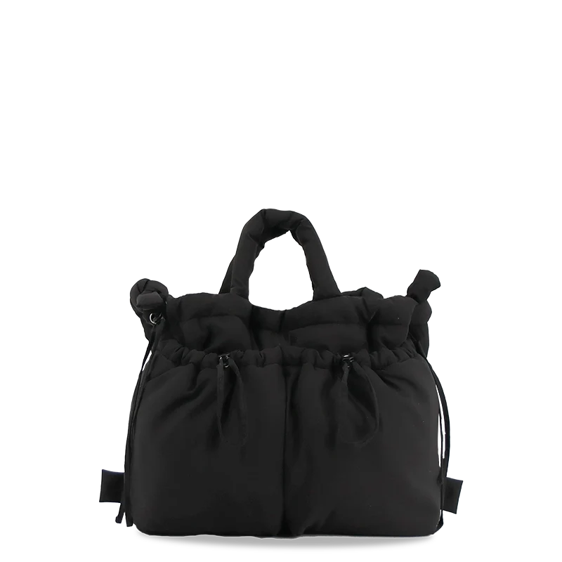 J World Puffy Tote in Black — front view 2 # color_Black