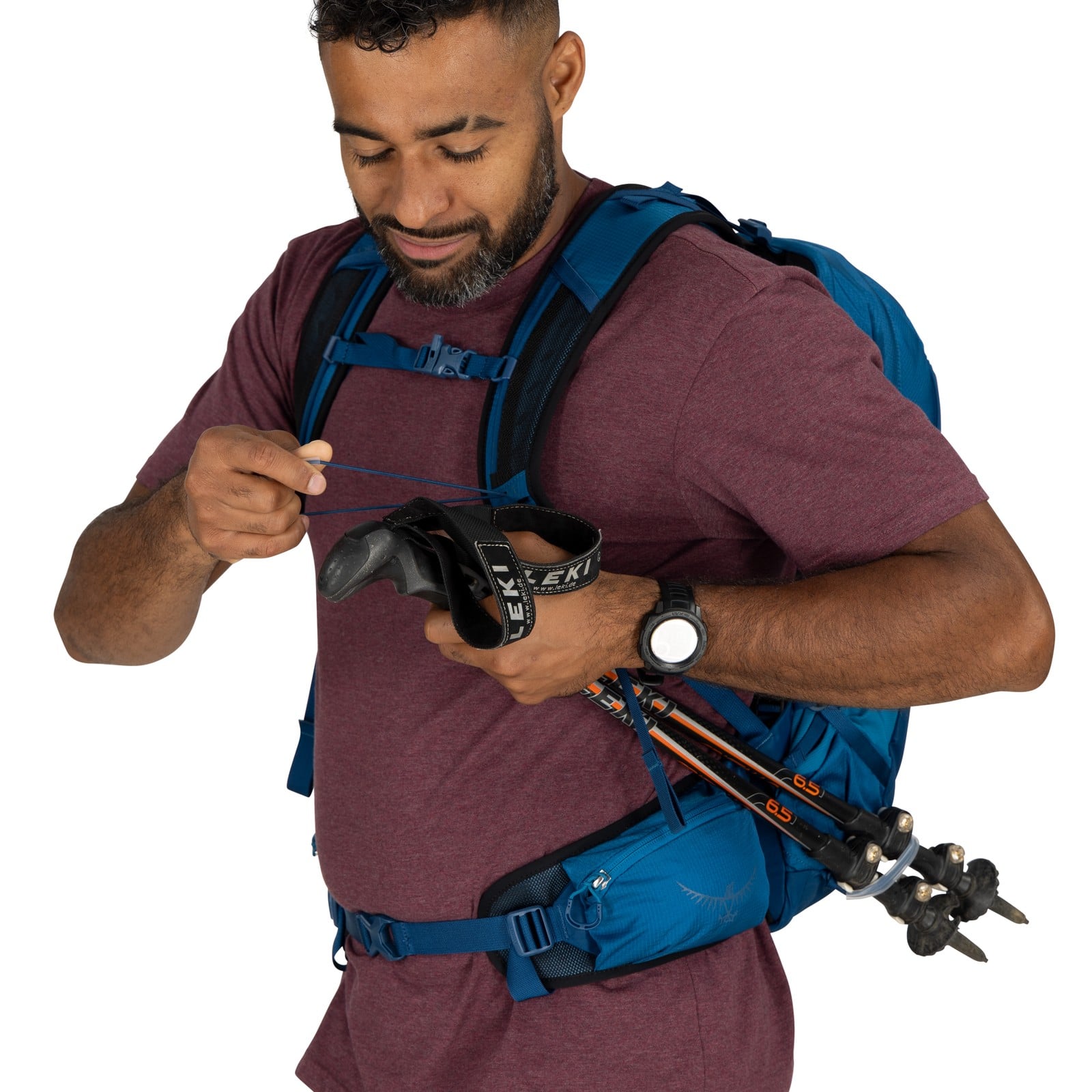 Osprey Talon 11 Hiking Backpack 11L in Scoria Blue/Night Shift — detail view