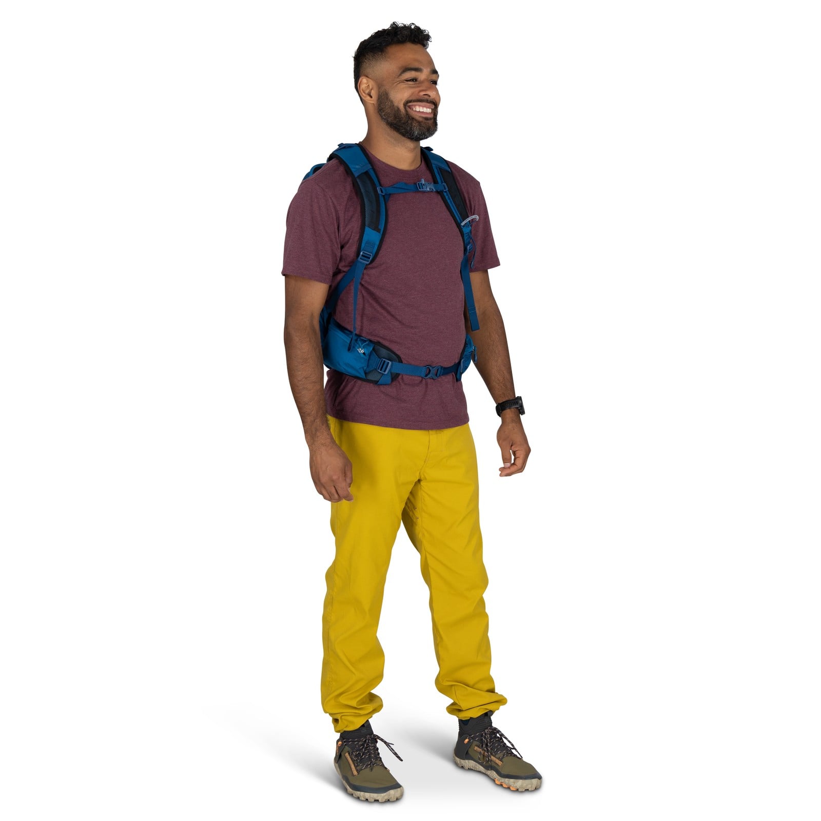 Osprey Talon 11 Hiking Backpack 11L in Scoria Blue/Night Shift — lifestyle