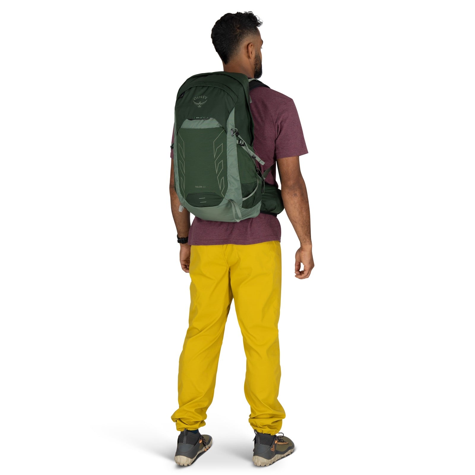 Osprey Talon 22 Hiking Backpack 22L in Green Canopy/Pine Leaf — lifestyle 2