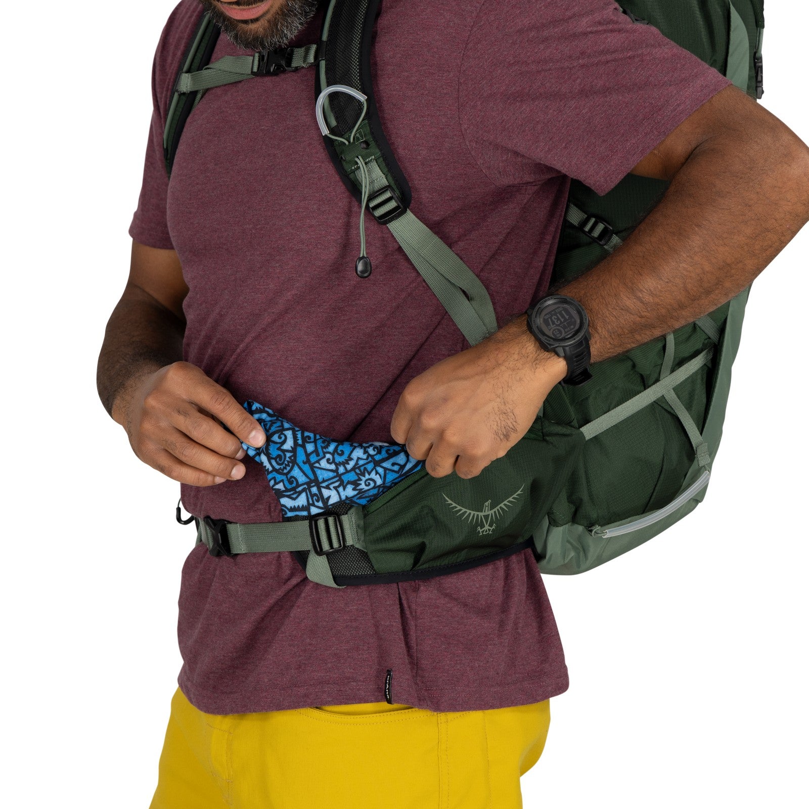 Osprey Talon 33 Hiking Backpack 33L in Green Canopy/Pine Leaf — detail view 2