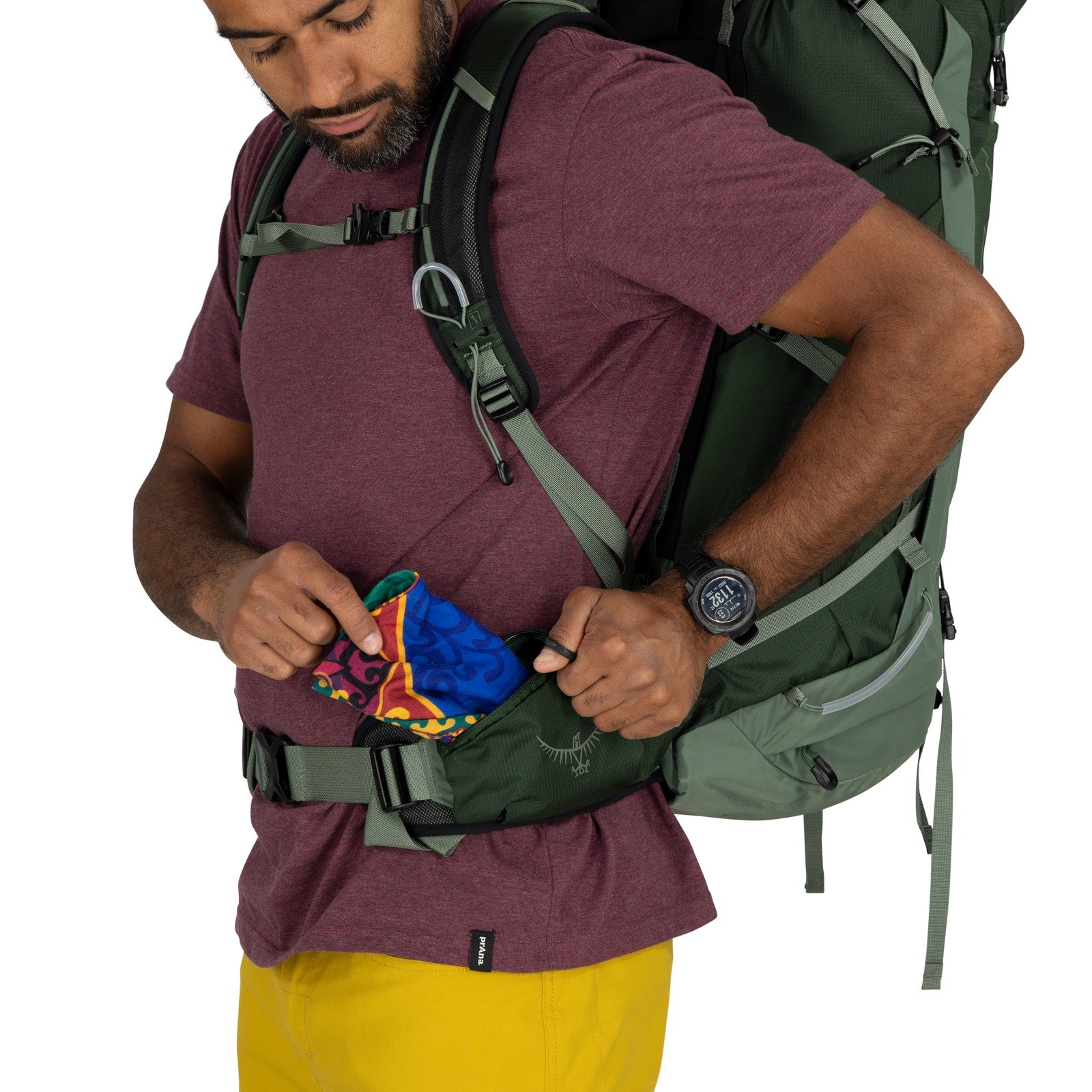 Osprey Talon 44 Hiking Backpack 44L in Green Canopy/Pine Leaf — detail view 2