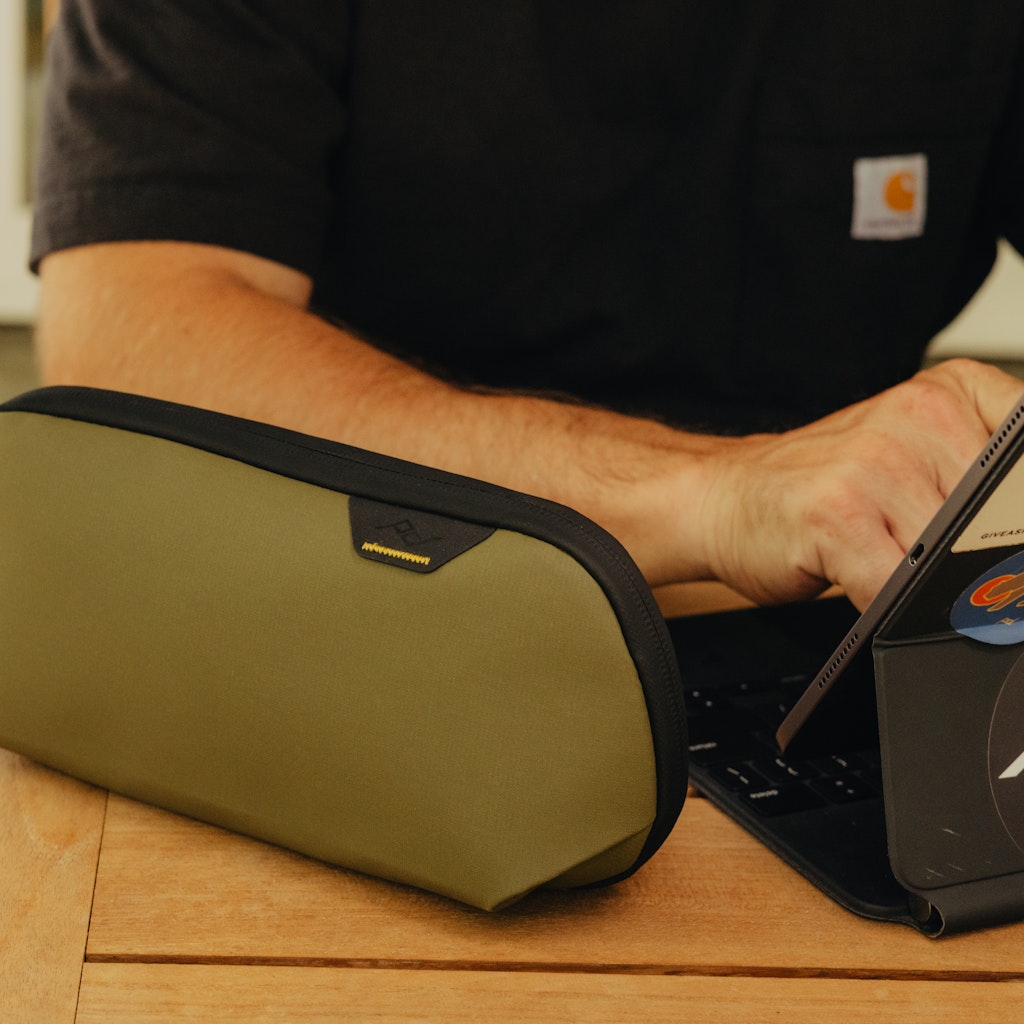 Peak Design Small Tech Pouch in Kelp — lifestyle 2 # color_Kelp