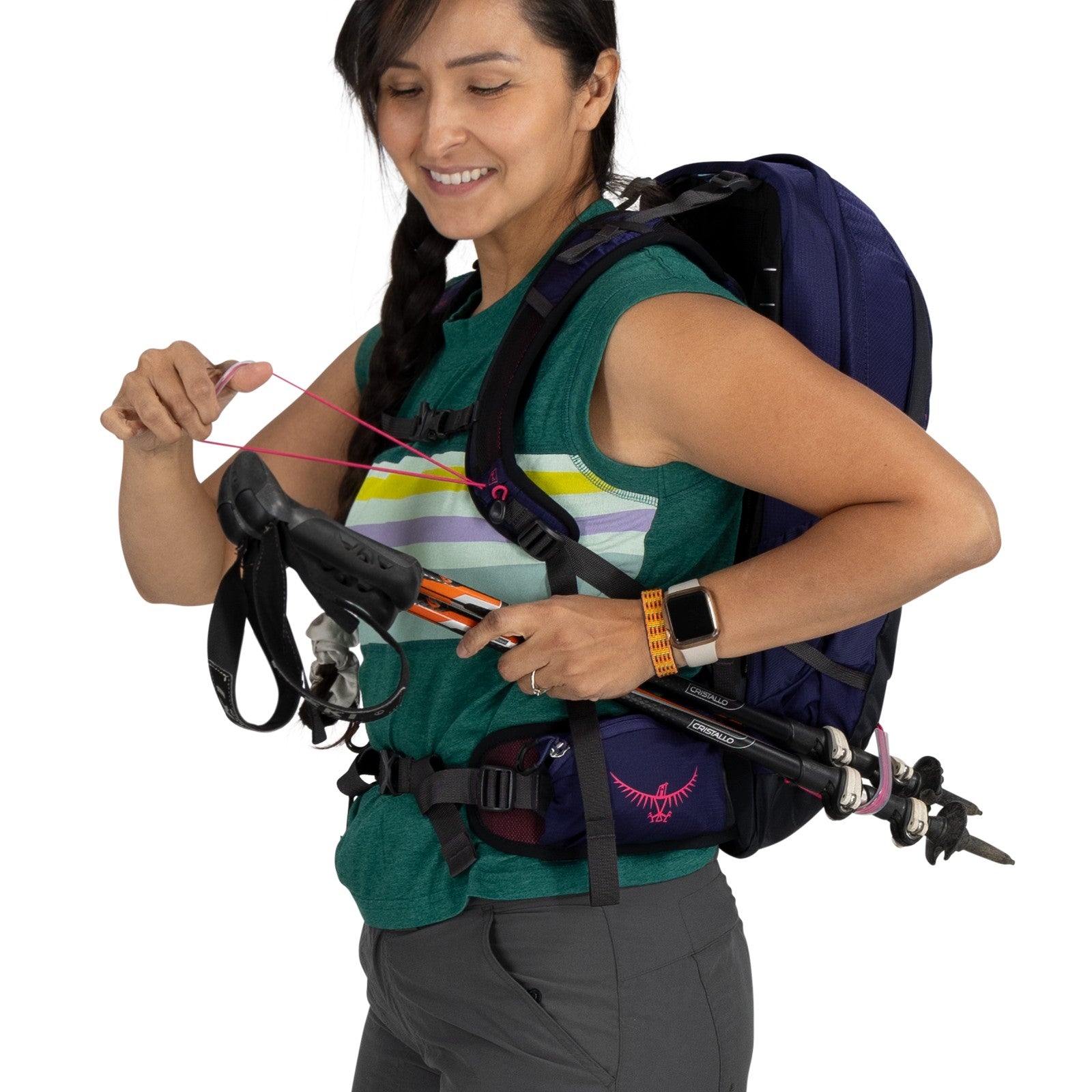Osprey Tempest 11 Hiking Backpack 11L in Deep Fig/Hotspot Pink — detail view