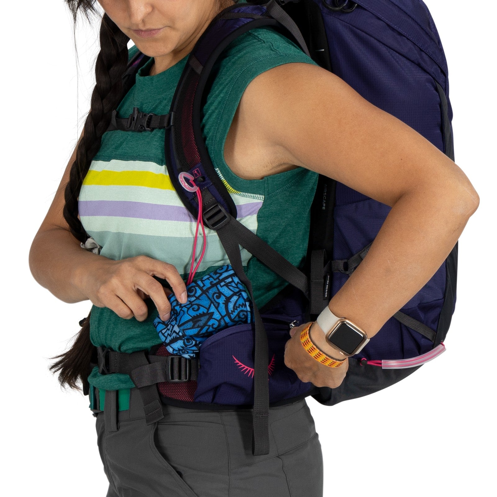 Osprey Tempest 26 Hiking Backpack 26L in Deep Fig/Hotspot Pink — detail view 2