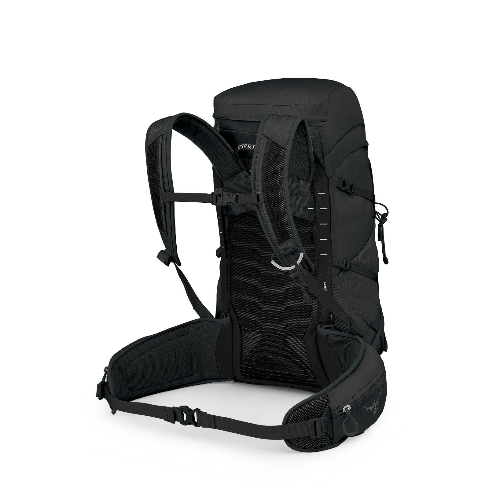 Osprey Tempest 33 Extended Fit Hiking Backpack 33L in Black/Coal Grey — angle view 3