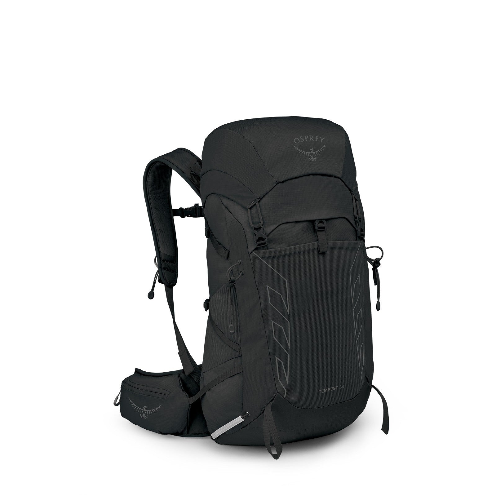 Osprey Tempest 33 Extended Fit Hiking Backpack 33L in Black/Coal Grey — angle view 2