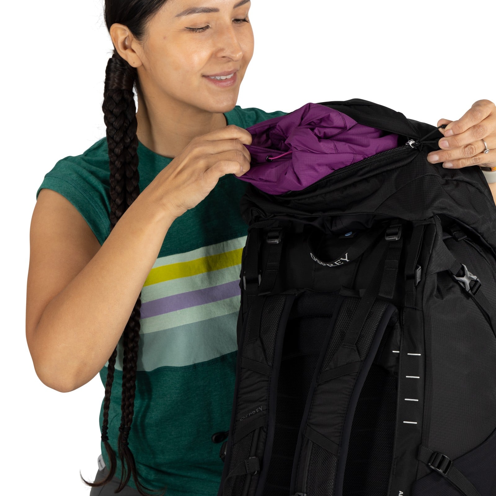 Osprey Tempest 44 Women's Hiking Backpack 44L in Black/Coal Grey — detail view 5