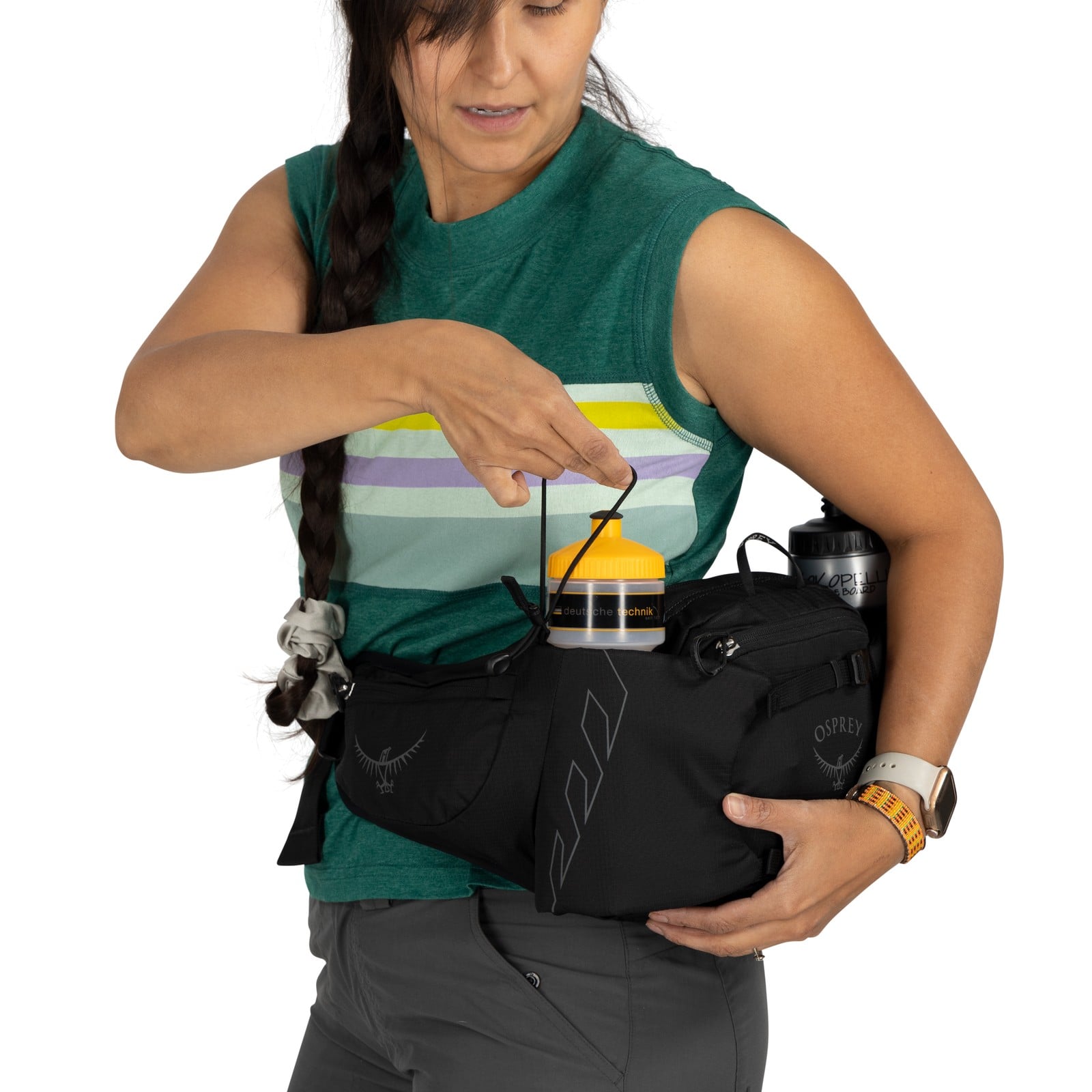 Osprey Tempest 6 Lumbar Pack 6L in Black/Coal Grey — detail view 2