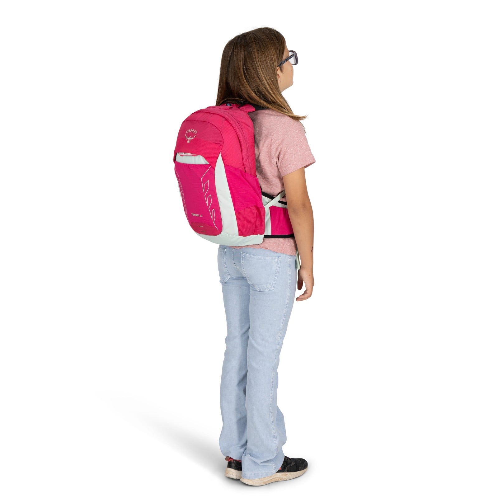 Osprey Tempest Jr Kids' Hiking Backpack 11L in Hotspot Pink — lifestyle 2