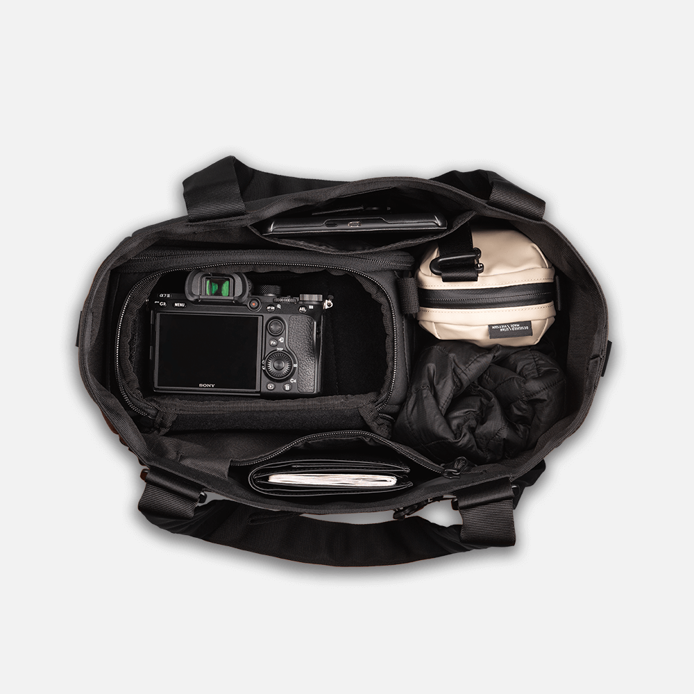 WANDRD Tote Backpack in Black — interior view