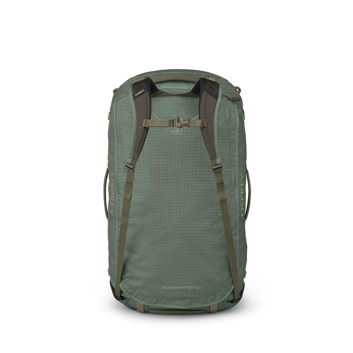 Osprey Transporter 120L Expedition Duffel Bag in Pine Leaf/Earl Grey — back view