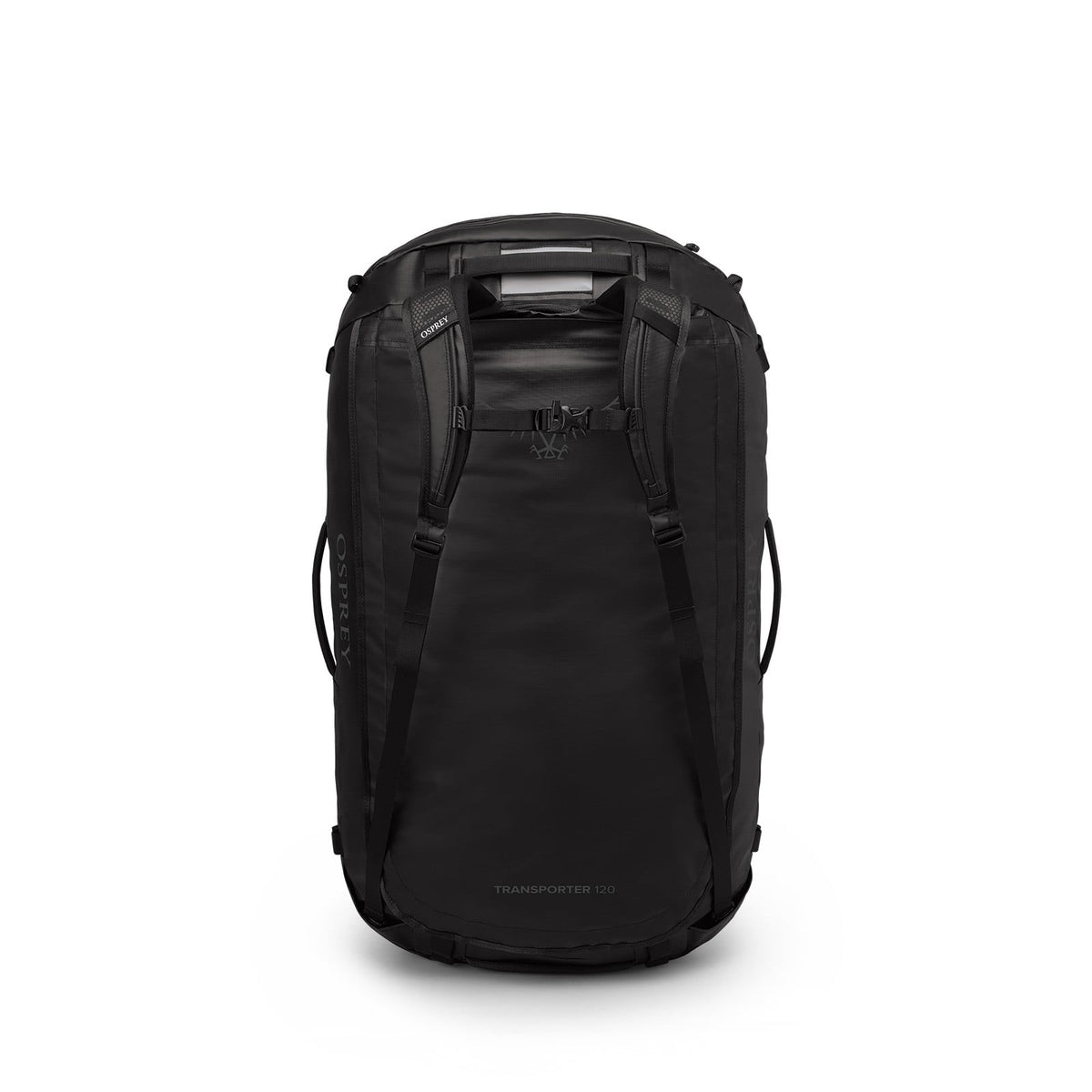 Osprey Transporter 120L Expedition Duffel Bag in Raven Black Black — back view