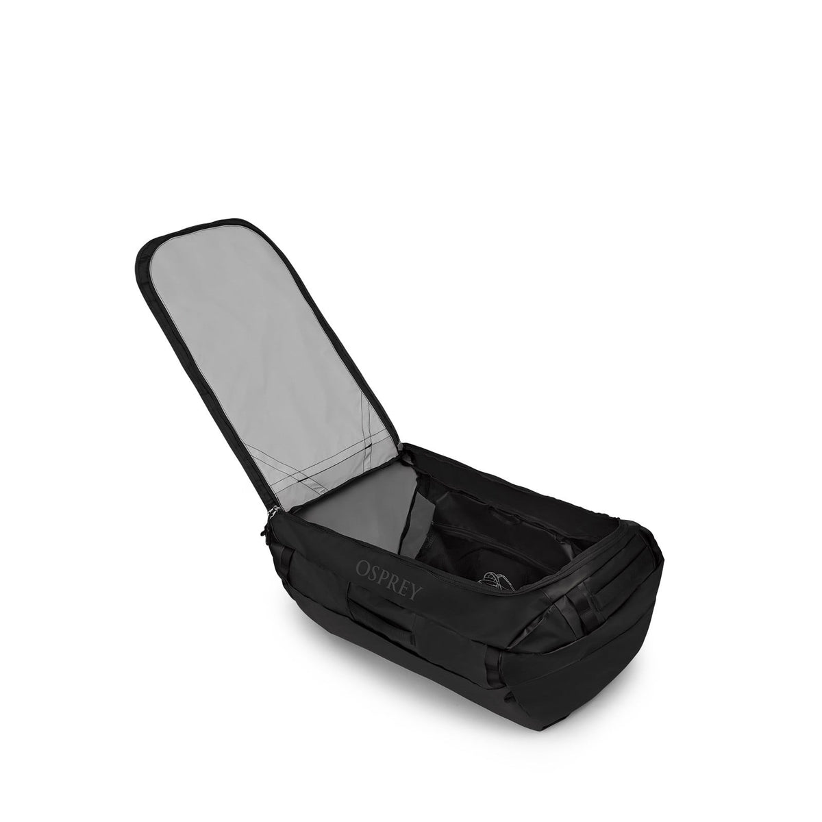 Osprey Transporter 120L Expedition Duffel Bag in Raven Black Black — angle view 3