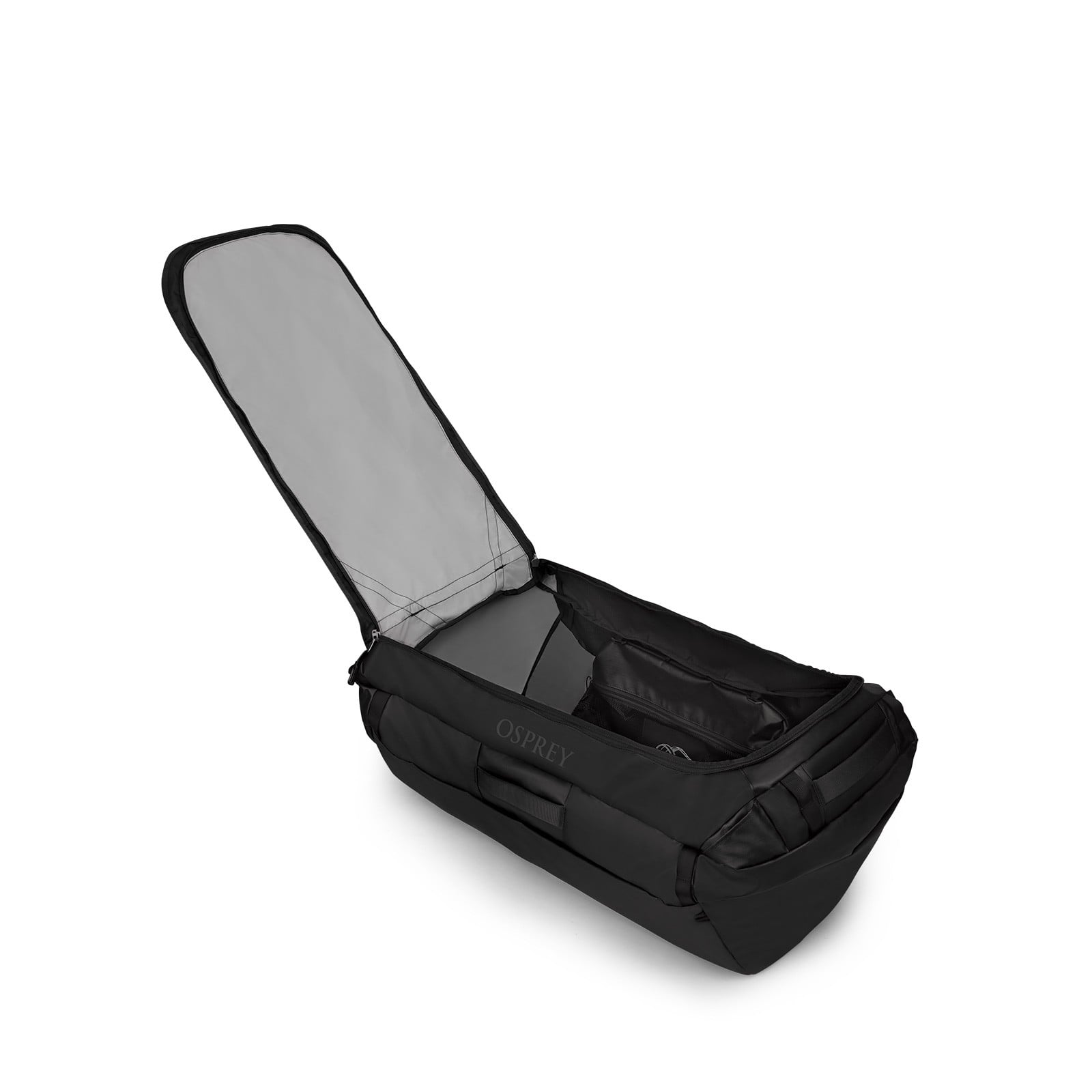 Osprey Transporter Duffel 150L in Raven Black Black — angle view 3