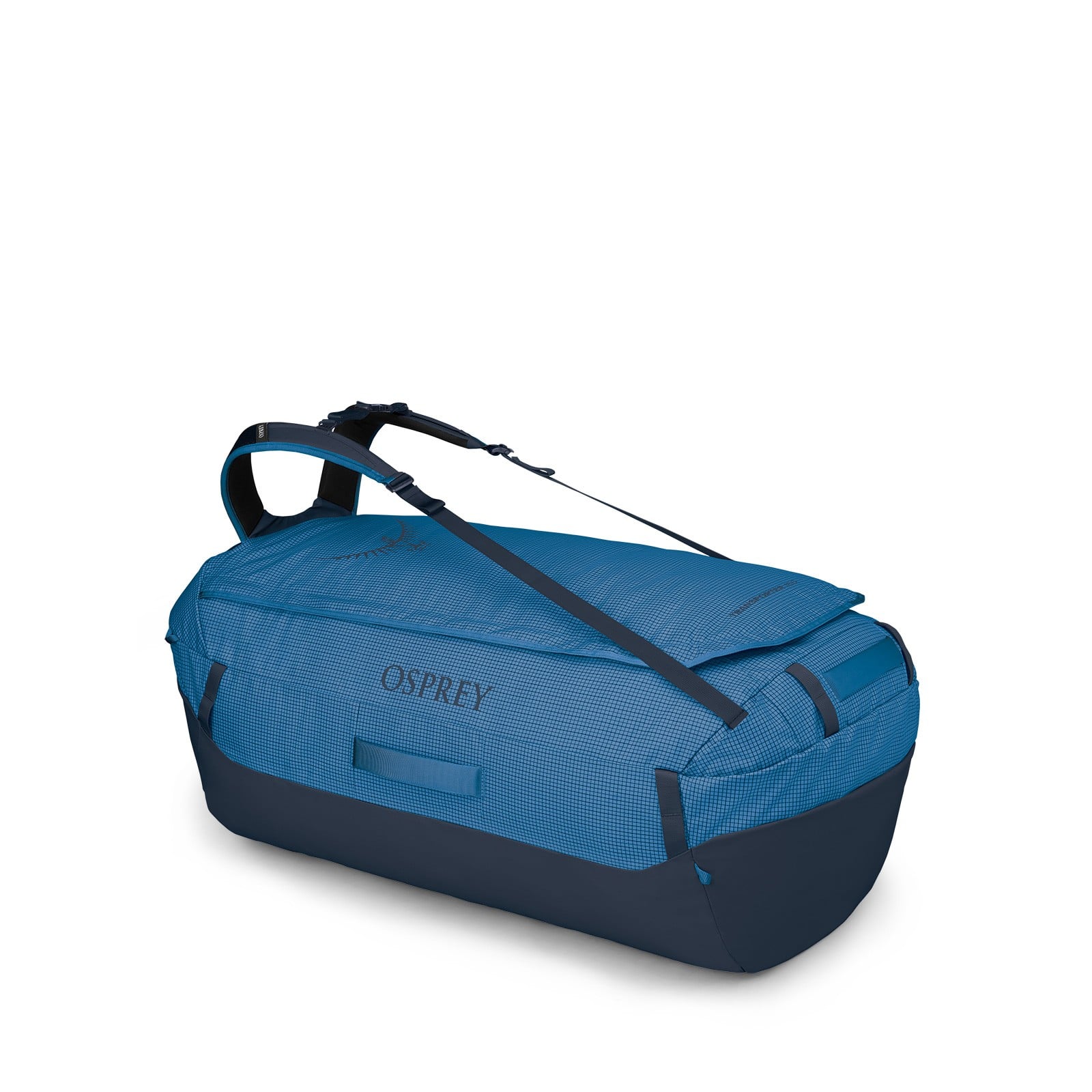 Osprey Transporter Duffel 150L in Blue Flame / Nocturnal Blue — angle view 2