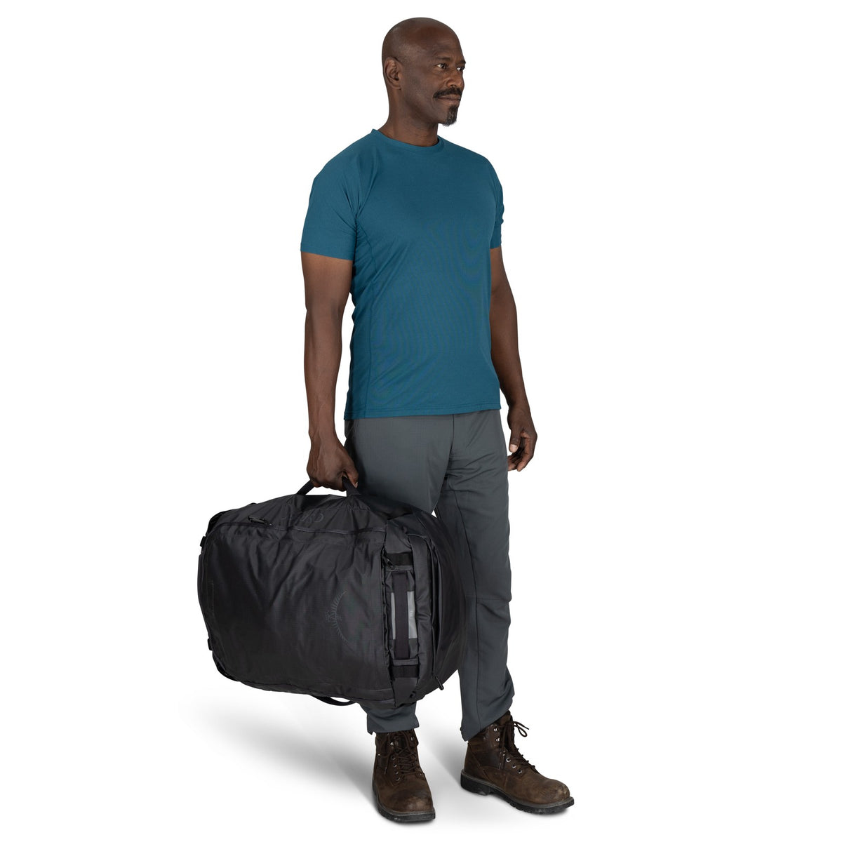 Osprey Transporter 65L Expedition Duffel in Raven Black Black — lifestyle