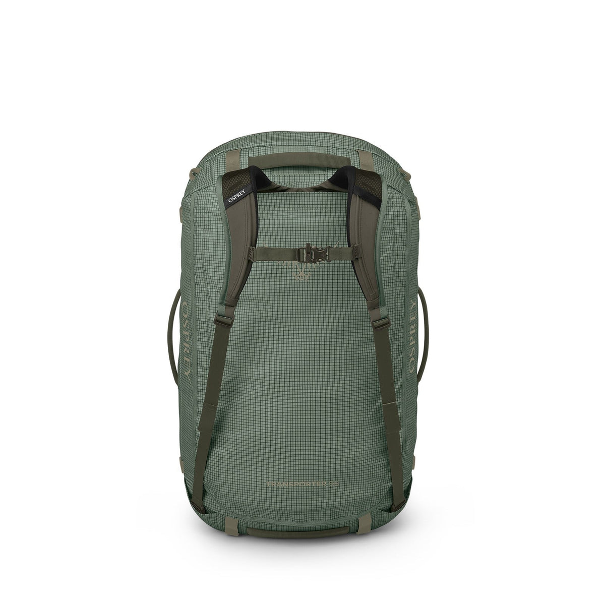 Osprey Transporter 95L Expedition Duffel in Pine Leaf/Earl Grey — back view