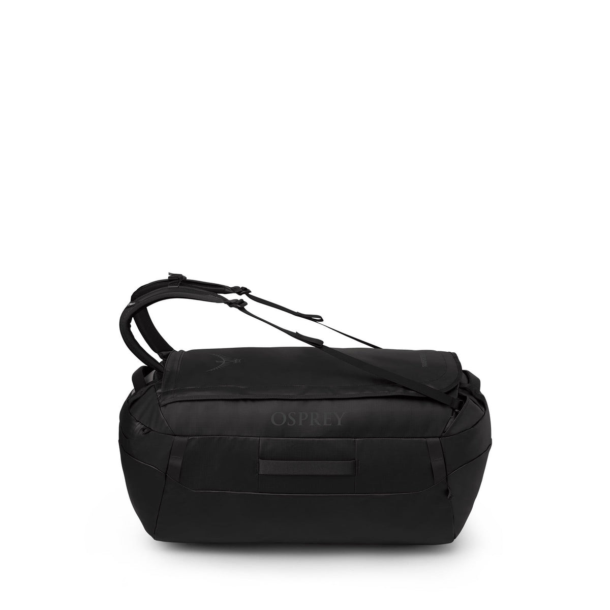 Osprey Transporter 95L Expedition Duffel in Raven Black Black — angle view 2
