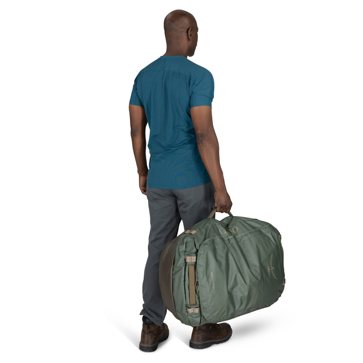 Osprey Transporter 95L Expedition Duffel in Pine Leaf/Earl Grey — lifestyle 2