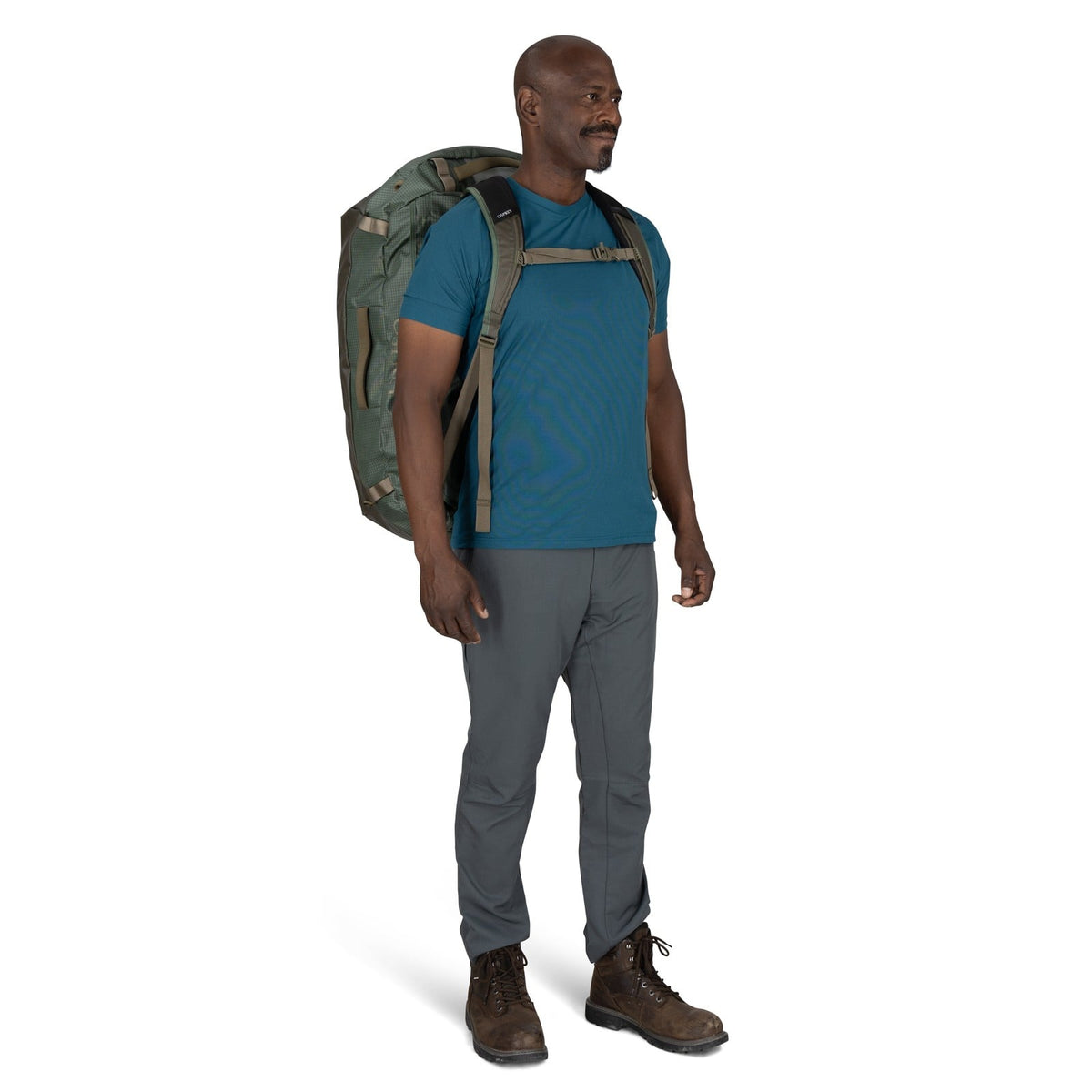 Osprey Transporter 95L Expedition Duffel in Pine Leaf/Earl Grey — lifestyle 3