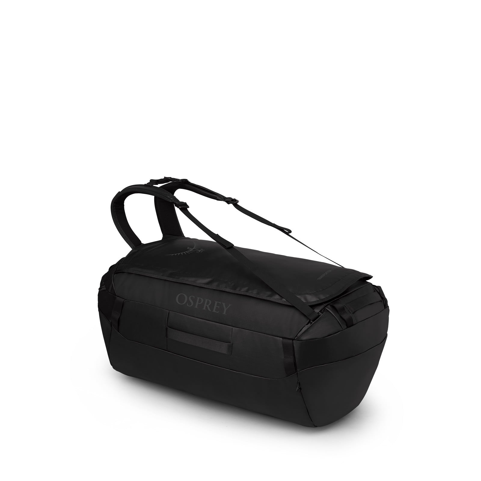 Osprey Transporter 95L Expedition Duffel in Raven Black Black — front view # color_Raven Black Black