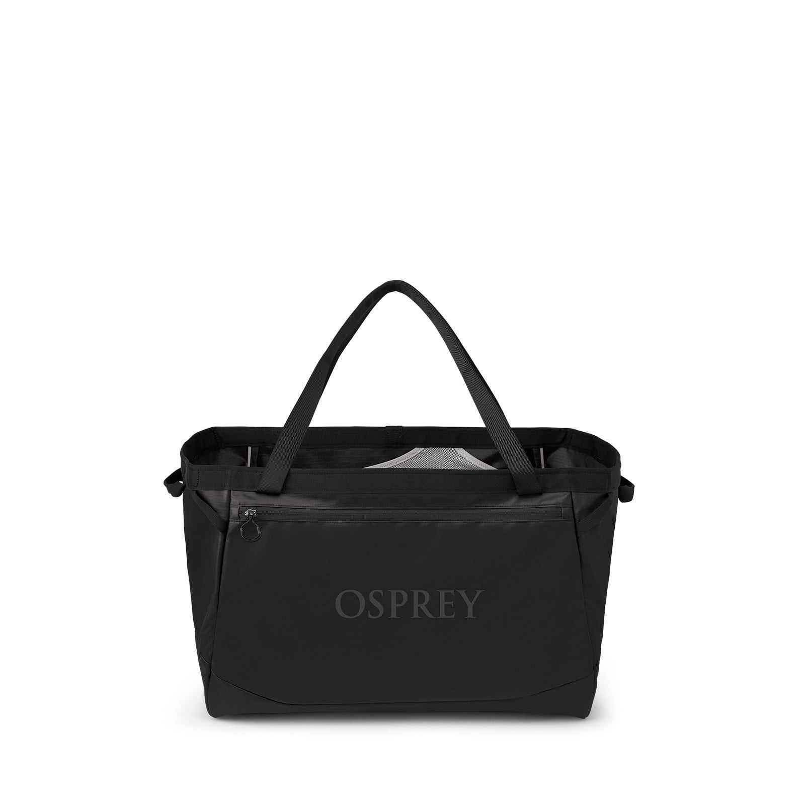 Osprey Transporter Gear Tote 60L in Raven Black Black — front view