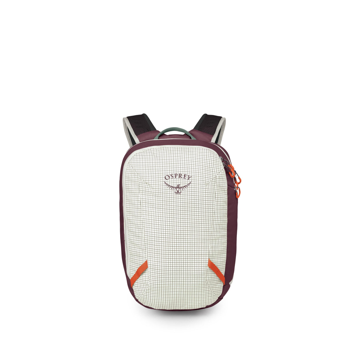 Osprey Transporter Panel Loader Backpack 20L in Mystery White-Moody Burgundy — angle view 2