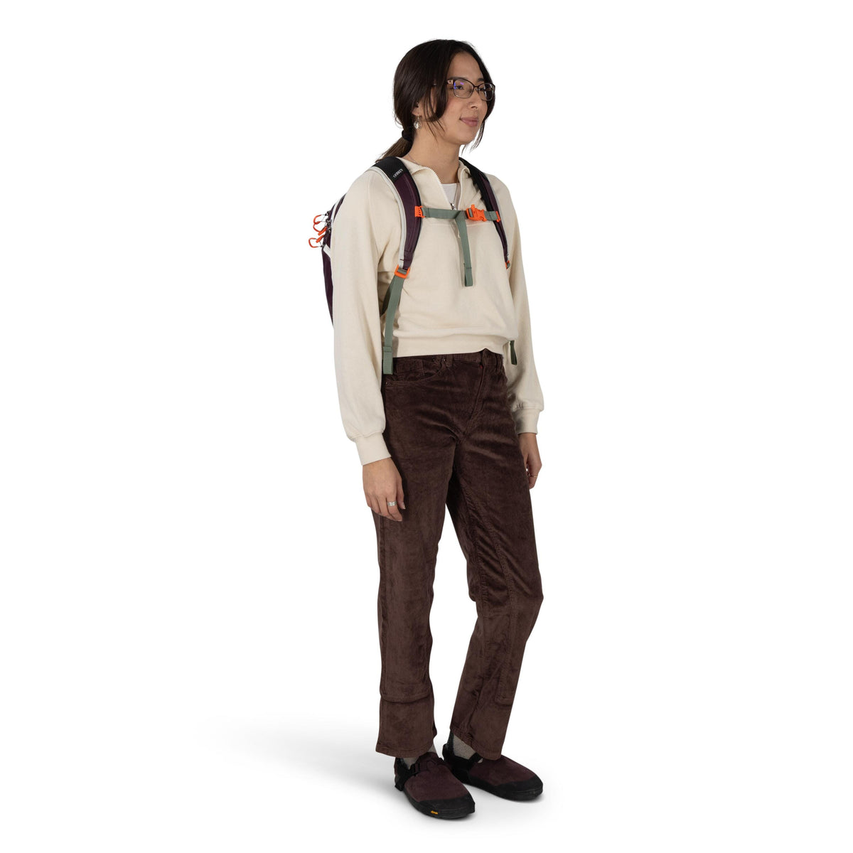 Osprey Transporter Panel Loader Backpack 20L in Mystery White-Moody Burgundy — lifestyle