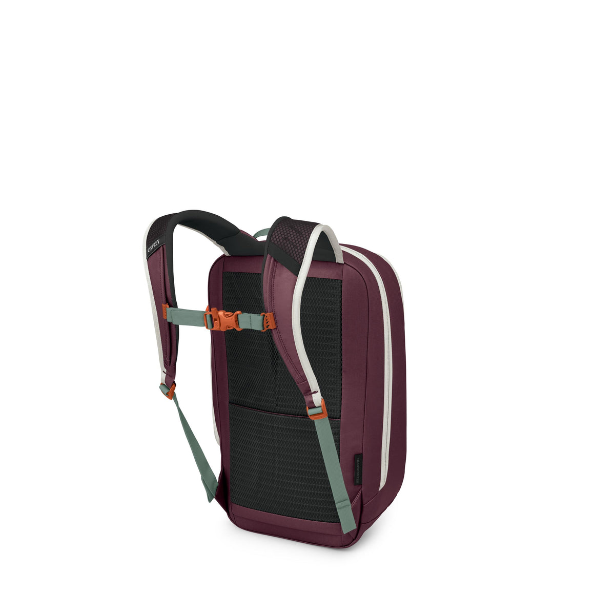 Osprey Transporter Panel Loader Backpack 20L in Mystery White-Moody Burgundy — back view