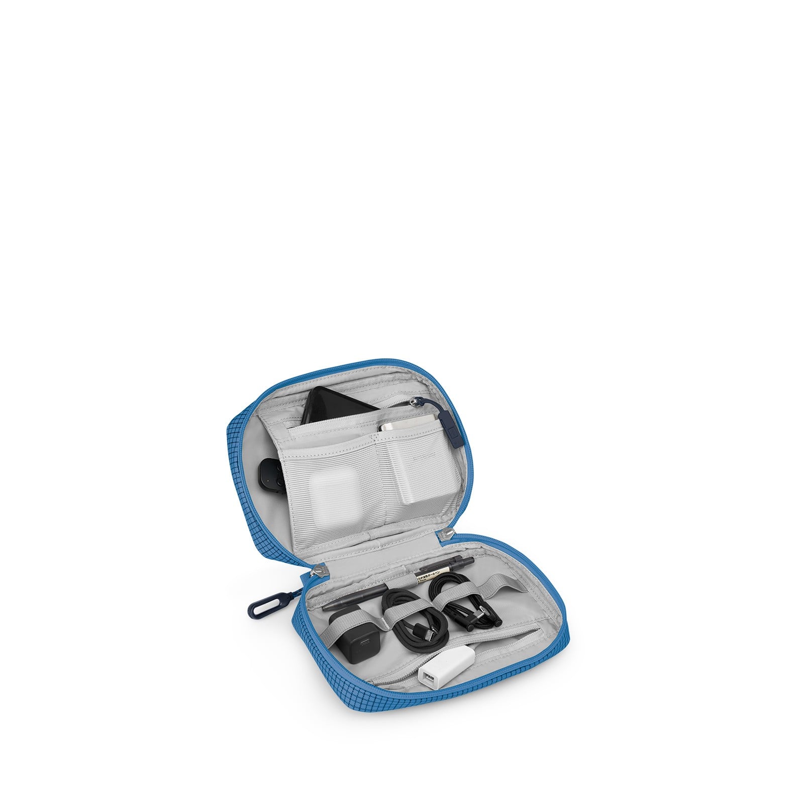 Osprey Transporter Powerhouse Tech Organizer 2L in Blue Flame/Nocturnal Blue — angle view 2