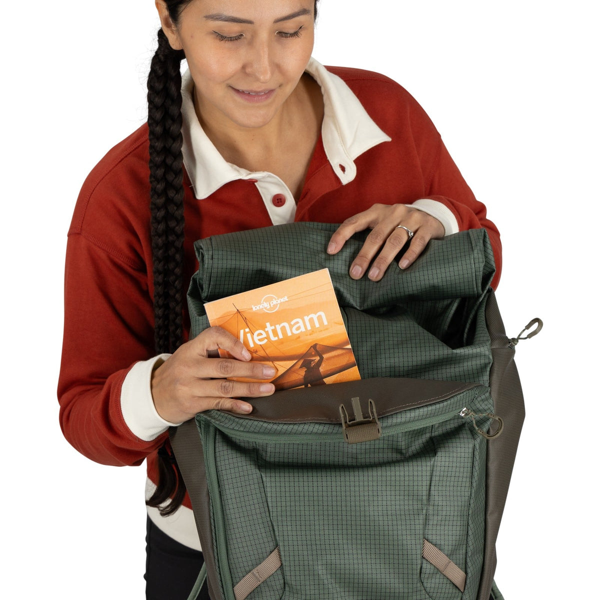 Osprey Transporter Roll Top Pack 25L in Pine Leaf/Earl Grey — detail view 6