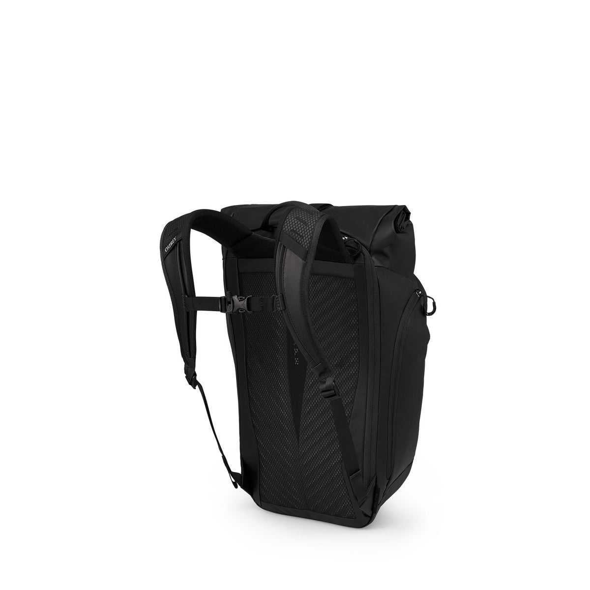 Osprey Transporter Roll Top Pack 25L in Raven Black Black — back view