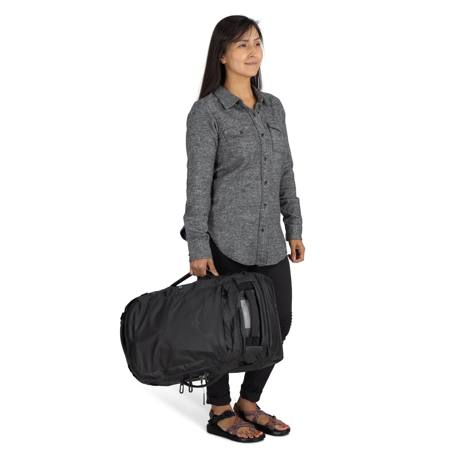 Osprey Transporter Squffel 44L in Raven Black Black — lifestyle