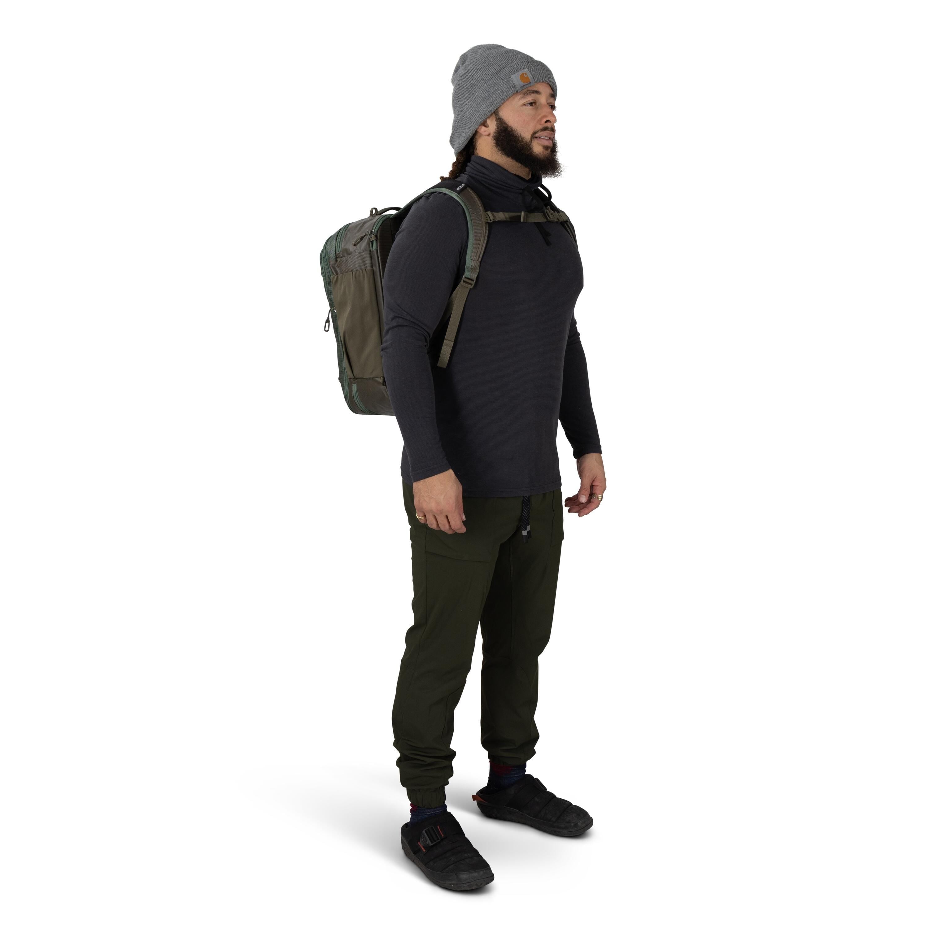 Osprey Transporter Expandable Travel Pack 26+6L in Pine Leaf-Earl Grey — lifestyle
