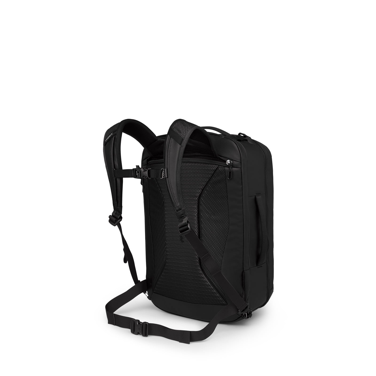 Osprey Transporter Travel Pack 36L in Raven Black/Black — angle view 3