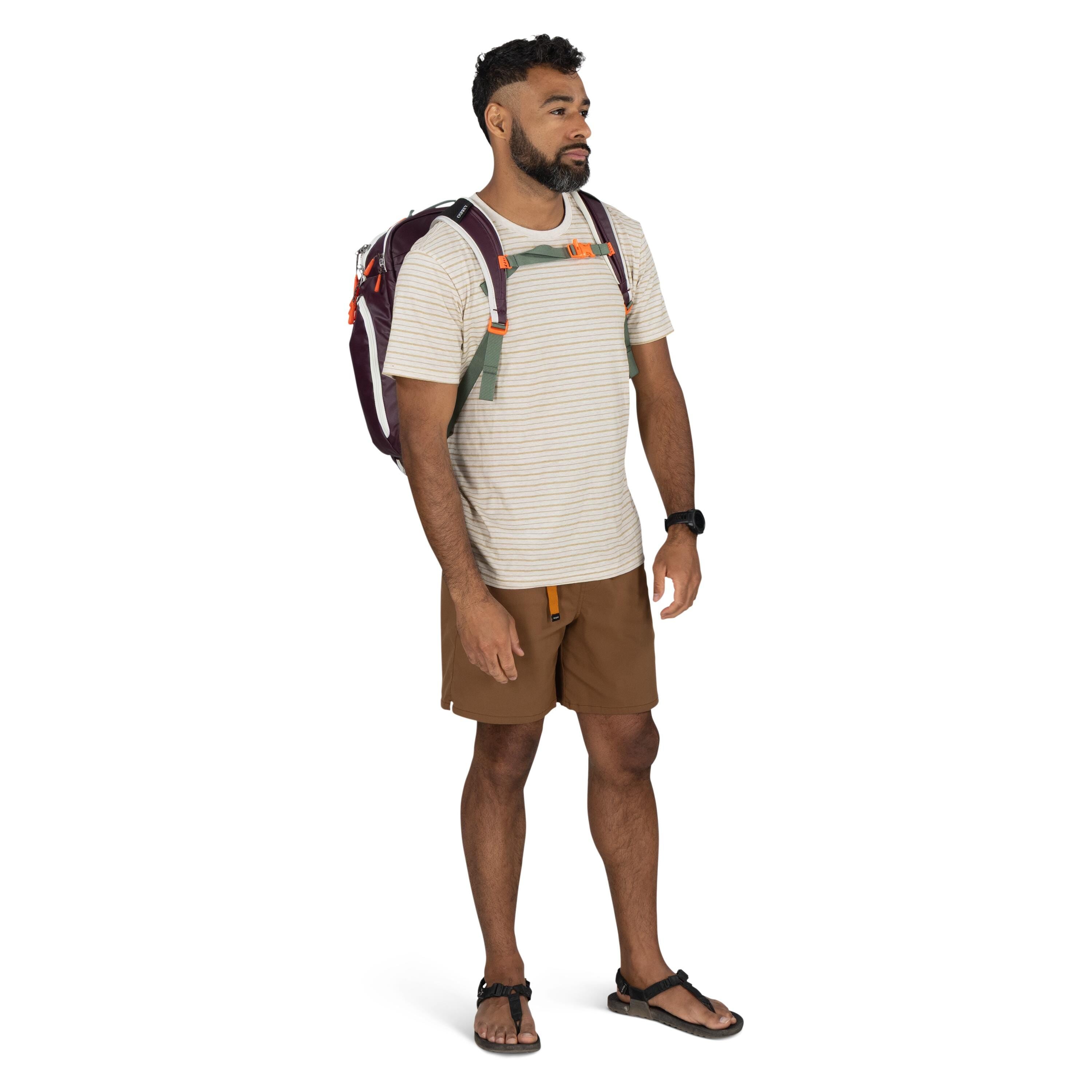 Osprey Transporter Travel Pack 36L in Mystery White-Moody Burgundy — lifestyle