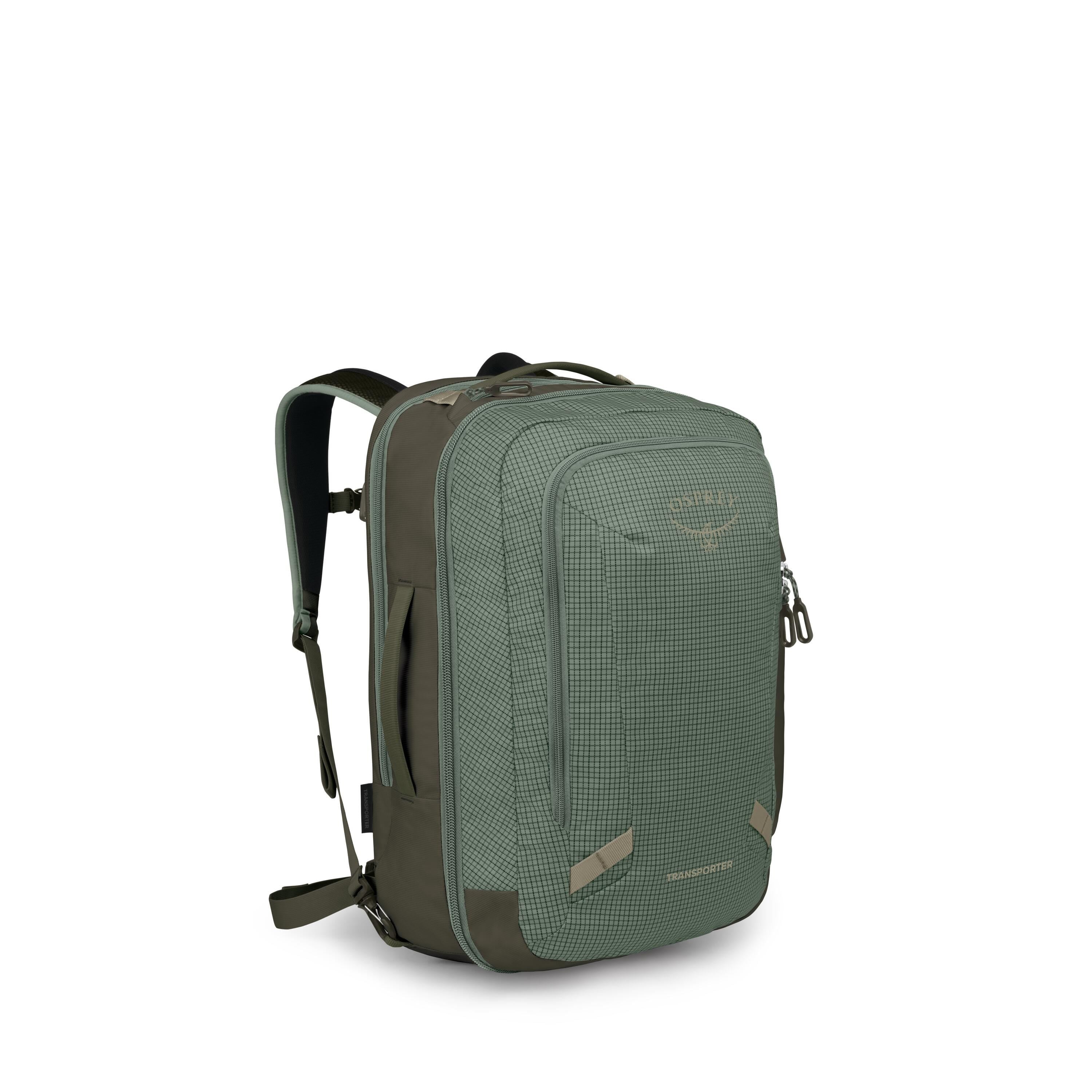 Osprey Transporter Travel Pack 36L in Pine Leaf/Earl Grey — angle view 2