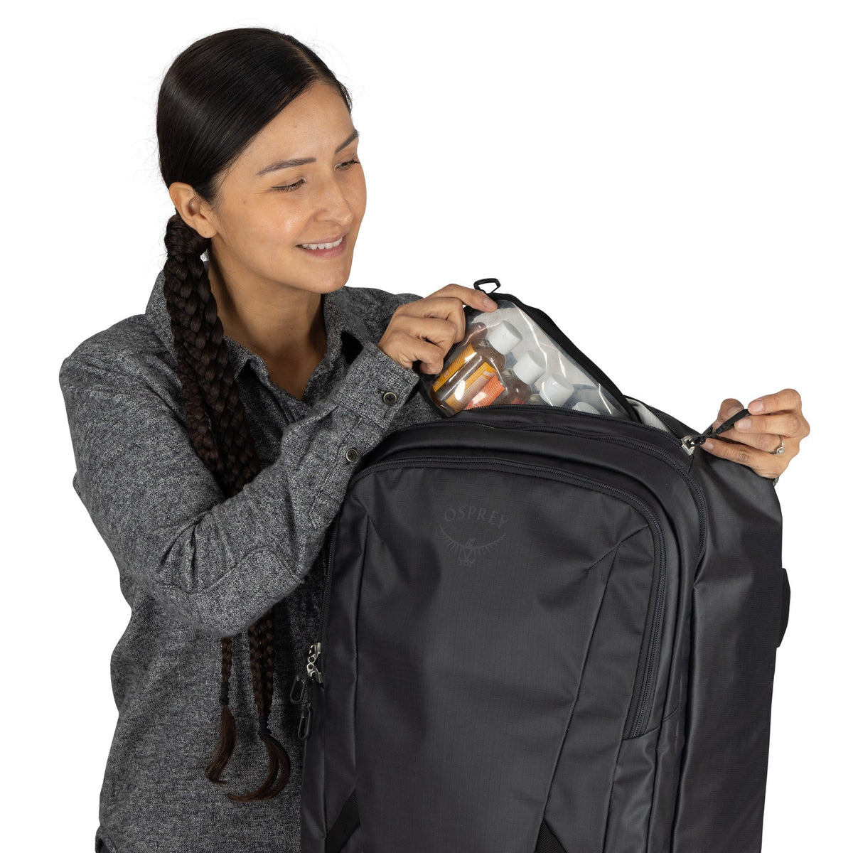 Osprey Transporter Wheeled Duffel 38L-Carry On in Raven Black Black — detail view 3