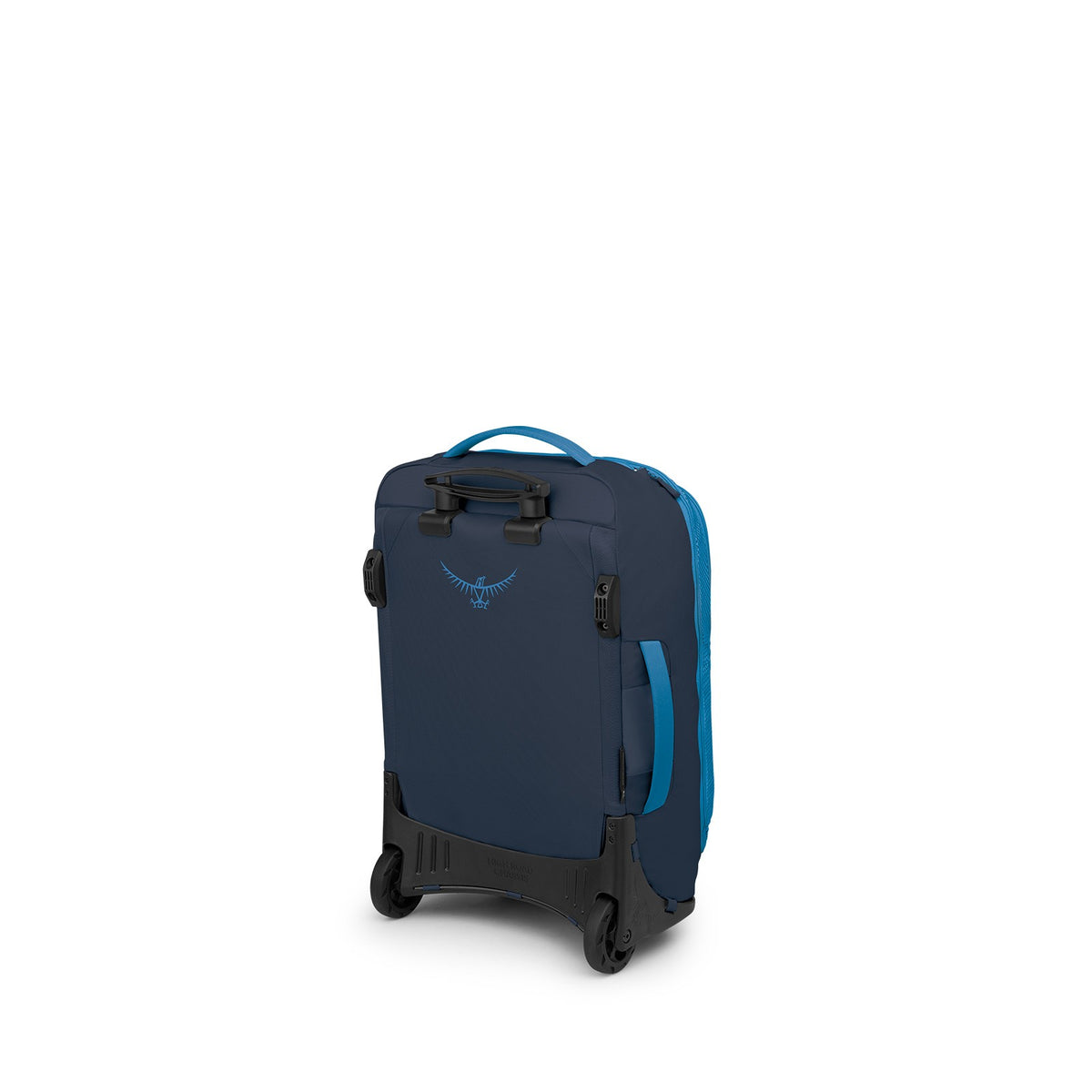 Osprey Transporter Wheeled Duffel 38L-Carry On in Blue Flame / Nocturnal Blue — back view