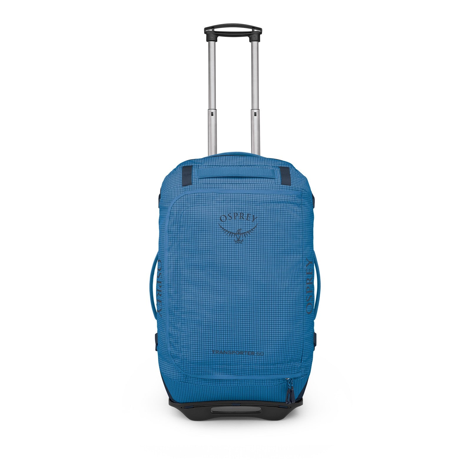 Osprey Transporter Wheeled Duffel 60L in Blue Flame/Nocturnal Blue — front view