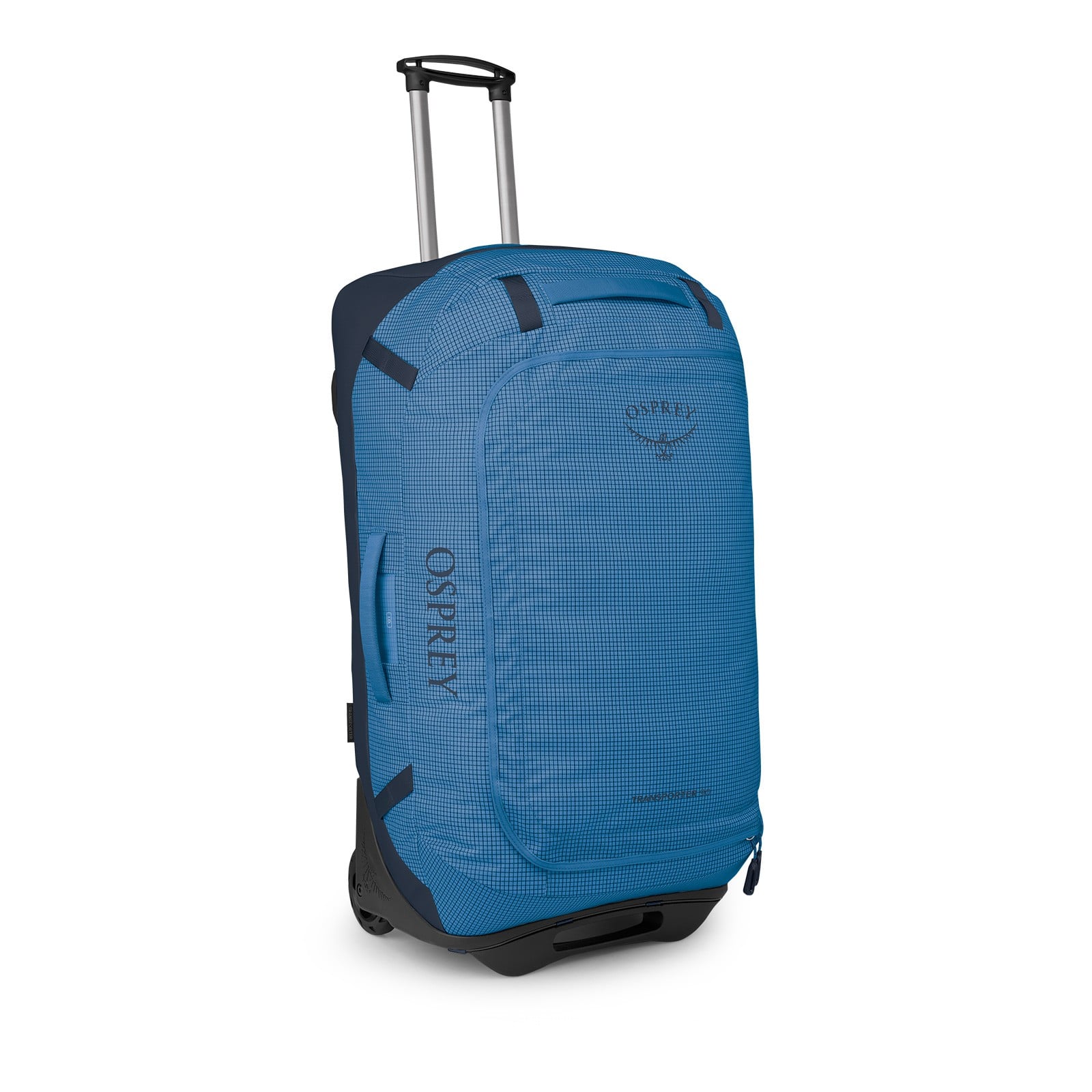 Osprey Transporter Wheeled Duffel 90L in Blue Flame / Nocturnal Blue — front view # color_Blue Flame / Nocturnal Blue