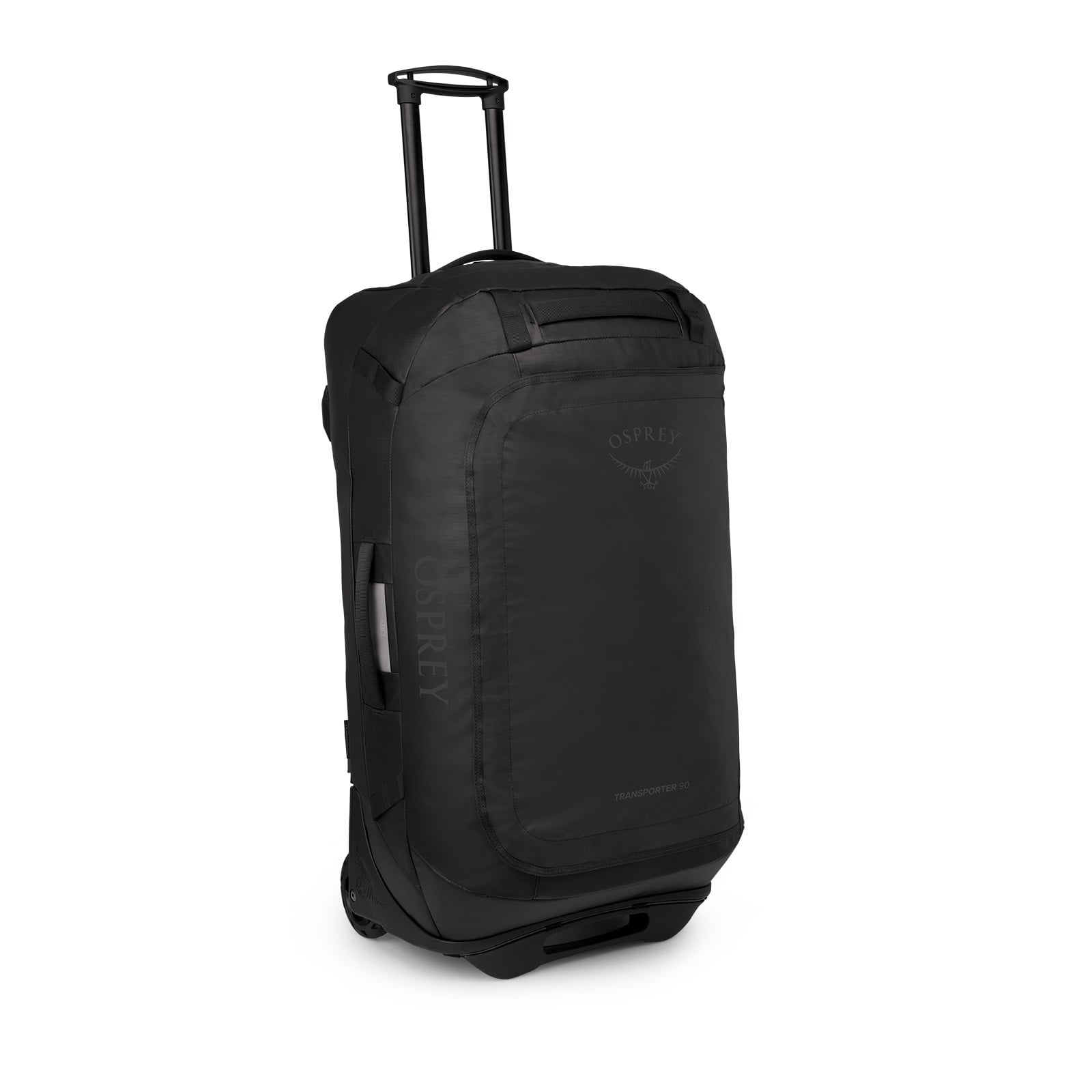 Osprey Transporter Wheeled Duffel 90L in Raven Black Black — front view # color_Raven Black Black