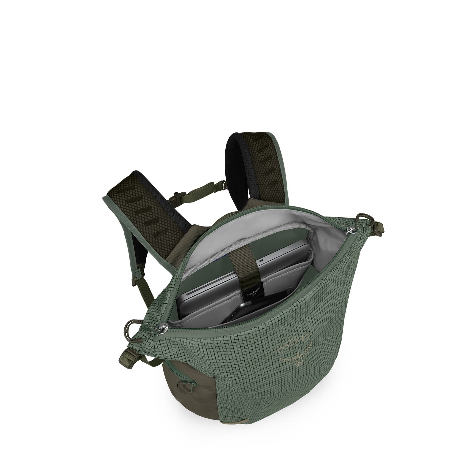 Osprey Transporter Zinch Backpack 22L in Pine Leaf/Earl Grey — angle view 4